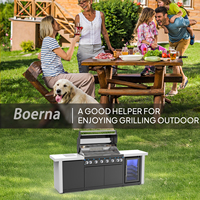 #304 aço inoxidável porta dupla geladeira churrasqueira Ilha Outdoor Kitchen Grill com geladeira