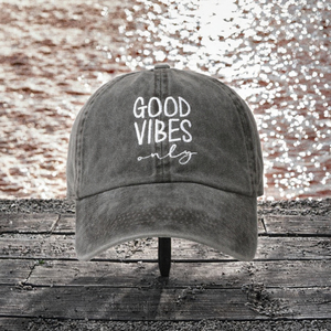 100% coton lavé en détresse Denim papa chapeaux pour les bonnes vibrations seulement broderie 6 panneaux casquette de baseball de sport non structurée - Product Image 3