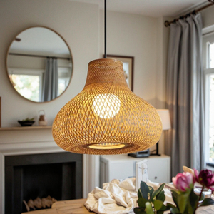 Yiqiang cổ điển nhà hàng khách sạn Homestay ăn uống Đèn Chùm nghệ thuật thiết bị chiếu sáng tre dệt Chụp đèn - Product Image 6