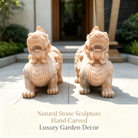 Statue de Pixiu en marbre rouge coucher de soleil sculptée à la main, mascotte porte-bonheur traditionnelle pour la décoration de la porte d'entrée de la villa