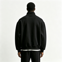 Sweat-shirt personnalisé en coton épais 400 g/m² à col zippé pour homme, coupe oversize avec épaules tombantes, pull d'hiver en molleton zippé pour homme