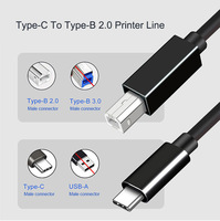 Câble de données USB-C vers USB-B mâle haute vitesse pour imprimante/scanner, port carré USB-C BM, en PVC, cuivre étamé standard, noir/blanc, OEM/ODM