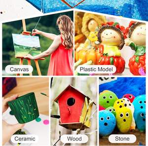 Juego de Pintura Acrílica de 32 Colores, Botellas de 60 ml, Pinturas Metálicas No Tóxicas <span class=keywords><strong>con</strong></span> 5 Pinceles para Manualidades, para Niños y Adultos, Lienzo, Madera, Piedra - Product Image 6