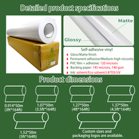 Rouleau d'autocollant en vinyle auto-adhésif éco-solvant blanc Surface brillante PVC Vinilo Adhesivo Impression autocollant en vinyle PVC auto-adhésif