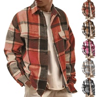 Chemise longue ample vintage pour homme à manches longues, motif écossais mandarin, respirante et chaude, anti-plis, idéale pour le printemps