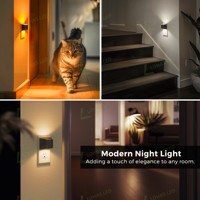 LOHAS Modern 3CCT LED Mini Veilleuse Noir Logement Chambre d'enfant Lampe murale à prise carrée Alimentation enfichable