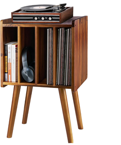 Modern Wood Record Player Stand With Vinyl Storage Shelf For Living Room Standing Type Multifunctional Bookshelf - Product Image 1