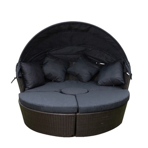 2020 nuevo diseño de muebles de jardín muebles de exterior sofá redondo tejido de ratán <span class=keywords><strong>impermeable</strong></span> sofá de ratán - Product Image 1