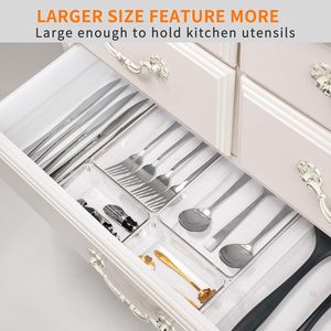7/11/25PCS Clear Plastic Drawer Organizer 4 Size Dresser Drawer Organizer Tray Drawer Organizer Set Cosmetic <b>Storage</b> <b>Boxes</b> - Product Image 4