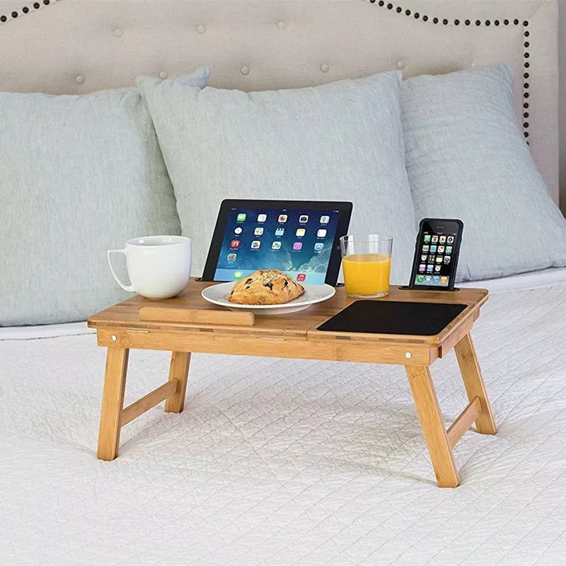 QUAWE-Mesa portátil plegable ajustable con cajón, bandeja para cama, portátil, gran oferta