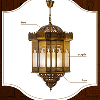 Lampe islamique personnalisée pour l'intérieur de la mosquée, du palais, du salle de prière, du restaurant, luminaire suspendu LED pour mosquée