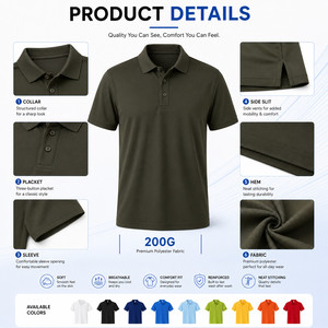 เสื้อโปโลถักโพลีเอสเตอร์แบบยูนิเซ็กซ์ น้ำหนัก 200 กรัม แขนสั้น พิมพ์ลายโลโก้ ไซส์ใหญ่ จำหน่ายจำนวนมาก สไตล์ใหม่ทันสมัย หลากหลายสี คุณภาพสูง - Product Image 4