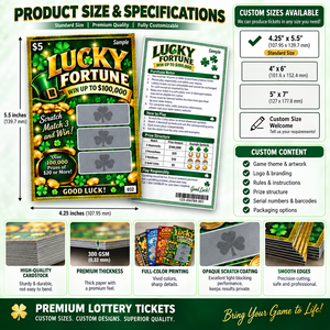 Billets de loterie à gratter à numéros de série imprimés numériquement, avec motif personnalisé et jeu de cartes à gagner sur le thème des plantes porte-bonheur - Product Image 4