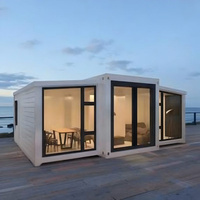 Villa Modulaire Préfabriquée de Luxe 20/30 pieds, Maison Conteneur Extensible Moderne Triple-Fonctionnelle avec 2 Chambres pour Hébergement de Vacances en Station Balnéaire