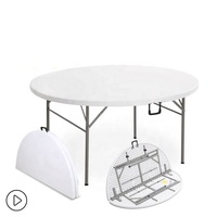 Tables pliantes 72 pouces, pieds ronds portables, vente de charnières en acier pour table de cuisine, table à manger, pliage mural