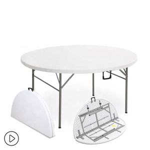 Tavoli Pieghevoli <span class=keywords><strong>da</strong></span> 72 Pollici con Gambe Rotonde Portatili in Acciaio, Cerniere per Tavoli <span class=keywords><strong>da</strong></span> Cucina e Sala <span class=keywords><strong>da</strong></span> Pranzo - Product Image 3