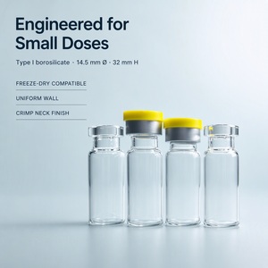 Frasco de Vidrio Pequeño de 2 ml, Transparente, de Borosilicato Tipo I, con Tapa Amarilla a Presión, 14.5 mm de Diámetro Exterior, 32 mm, para Llenado Farmacéutico - Product Image 2