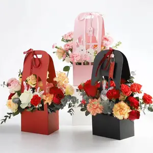 Boîtes d'emballage personnalisées en carton pour fleurs, panier à roses pour mariages/noël, emballages pour cadeaux, 10 pièces