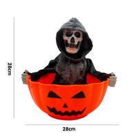 Décor de table d'Halloween effrayant : Porte-sucettes Citrouille Squelette Grim Reaper Pop-up, Bol à friandises Jack O'Lantern pour maison hantée