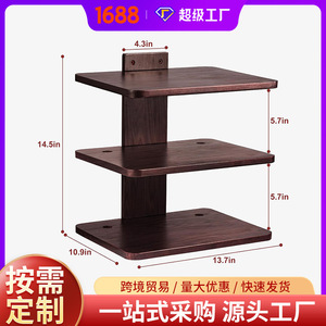 <b>Wall</b>-<b>mounted</b> Wooden Floating <b>Shelf</b> 3-tier Storage Rack For Player Router Organizer - Product Image 5