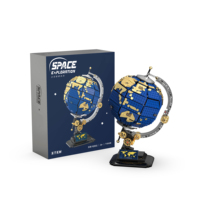 Ensemble de blocs de construction 1455 briques, bricolage pour enfants, STEM, science, exploration du globe terrestre 360° °   Kit de modèle de globe terrestre rotatif