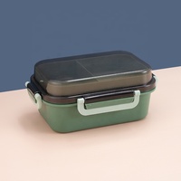 Boîte à lunch portable Icen-A04 à un seul niveau, étanche, micro-ondable, chauffable, sans BPA, avec couvercle en plastique de qualité alimentaire, écologique