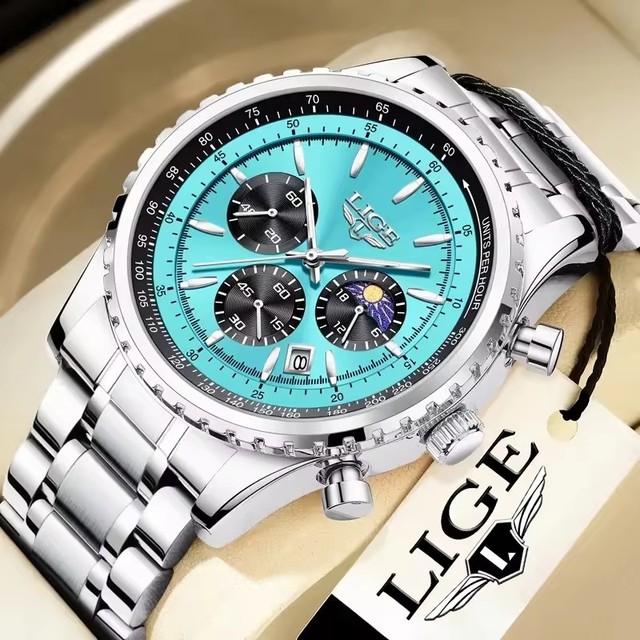 LIGE 8989Brand Luxury Date Accurate Time Watches for Men Luminous Hands High Quality Casual Sports Chronograph Waterproof Watch