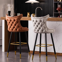 Tabouret de bar réglable de luxe américain, style moderne et minimaliste, en acier inoxydable, dossier haut, pour comptoir, bar à domicile, cuisine, extérieur