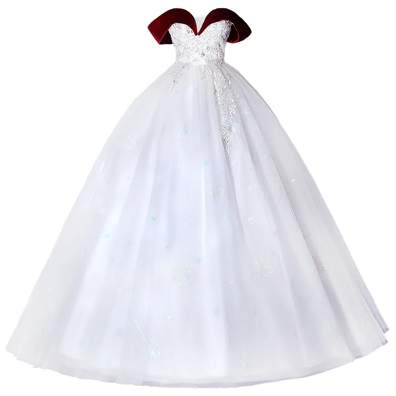 Gaun pernikahan manik-manik putih pengantin Vestidos De quinevestidos De Quinceaera penjualan laris gaun pernikahan renda dengan manik-manik putih pengantin
