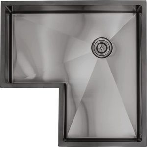 Fregadero de cocina de esquina para estación de trabajo de 30 ", cuenco individual negro, fregadero de radio R10 de acero inoxidable de calibre 16 con resistente a arañazos y manchas - Product Image 3