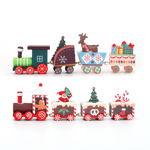 รถไฟไม้ขนาดเล็กตกแต่งคริสต์มาส ของขวัญงานฝีมือวันหยุดใหม่สำหรับเด็ก อุปกรณ์คริสต์มาสที่สมบูรณ์แบบ - Product Image 2