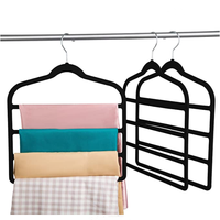 Cintre en velours à 4 niveaux multifonctionnel antidérapant pour pantalons, jeans, écharpes, pantalons, serviettes à nouer, gain de place pour le rangement des vêtements.