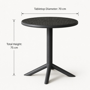 Mesa de Comedor Redonda Plegable de Plástico, Mesa de Centro Redonda para Jardín, Patio Trasero, Cafetería, Restaurante - Product Image 1