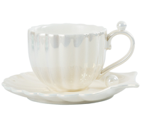 Tasse à café en céramique et porcelaine couleur nacre, écologique, sûre, moderne et contemporaine, avec couvercle et soucoupe créative européenne ZHE