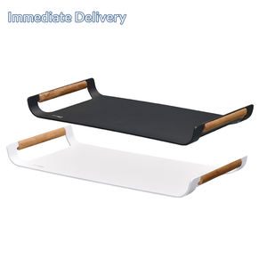 Sigarten, bandeja de <span class=keywords><strong>desayuno</strong></span> grande rectangular blanca moderna con asas de Metal para mesa de centro decorativa para interiores/exteriores - Product Image 3