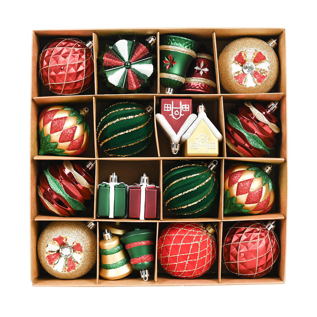 ชุดลูกบอลคริสต์มาสเต้นรำสีแดงมรกตและสีทอง