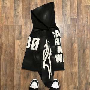 Automne hommes décontracté vêtements de rue à capuche survêtement ensemble conception personnalisée en détresse Patchwork brodé impression survêtement lourd - Product Image 2