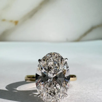 Bague de fiançailles solitaire ovale 2 carats à quatre griffes avec diamant de laboratoire, en or massif 10K/14K/18K, certifiée IGI CVD/HPHT, personnalisable