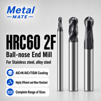 Fraise à queue sphérique en carbure de tungstène 1-20 mm à 2 dents, revêtement AlCrN HRC60 pour acier et métal, pour routeur CNC