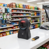 Lecteur de codes-barres omnidirectionnel 2D de bureau, scanner de codes-barres sans fil avec clé USB, scanner de codes QR pour caisse enregistreuse, système POS
