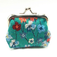 Grosir tas penyimpanan lipstik kecil Jacquard tas perubahan Hadiah dompet koin Hasp bunga kanvas Vintage