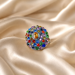 Anello Floreale Stellato per la Notte di Natale, Gioiello di Moda con Gemme Colorate per Donne - Product Image 6