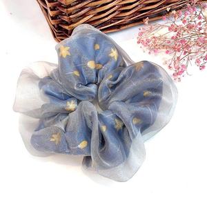 Cinta elástica de pelo rosa y negro de doble capa, bandana de satén gigante de gasa floral, venta al por mayor - Product Image 5