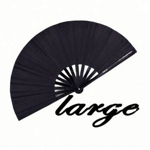 Abanico de Mano Grande Plegable de Bambú Chino Japonés Negro para Fiestas Rave - Product Image 1