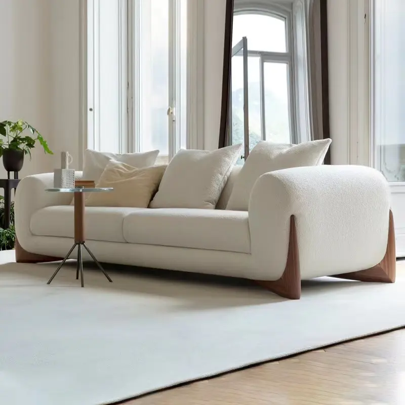 Italian style fabric sofa size unit living room three person sofa combination straight row straight line furniture