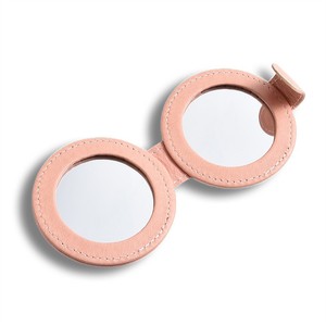 Magnetic Custom logo Print pink Leather Mirror Mini Compact Pocket Leather
