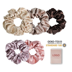 Aksesoris Rambut Wanita Grosir 100% Sutra Mulberry Scrunchies Dengan Ikat Rambut Elastis - Product Image 1