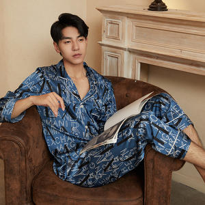 Nuovi Arrivi 2026: Pigiami di Lusso in Raso di Seta per Uomo, Maniche Lunghe, Estivi, Taglie Forti, Abbigliamento da Notte Maschile - Product Image 3