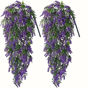 Plante artificielle de lavande violette suspendue pour décoration intérieure et extérieure, en plastique écologique, 69 mailles en mousse - Product Image 1