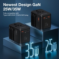 Adaptateur de voyage multi-prises Wontravel 2500W AC Type D avec chargeur USB PD 25W et chargeur de montre